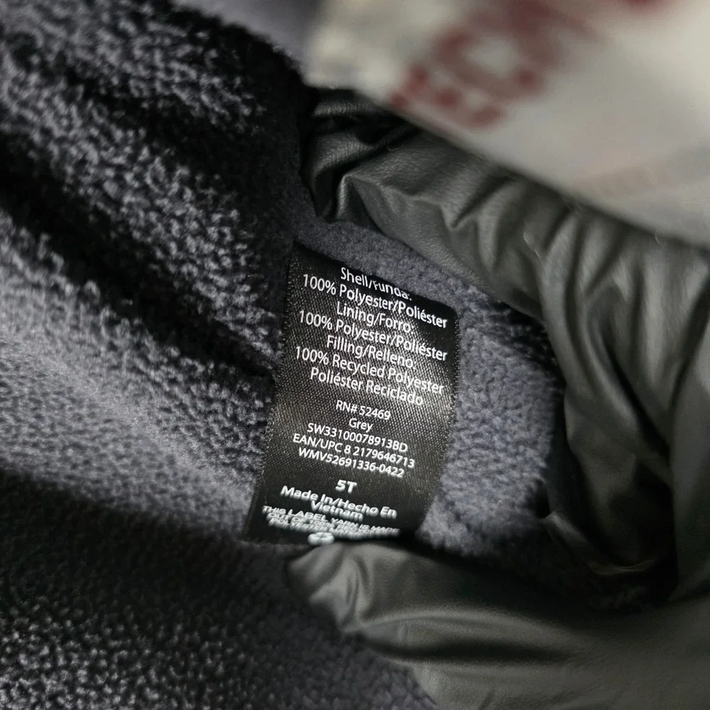 Kids SwissTech Dinosaur Puffer Jacket Hooded‎ Sherpa Lined Gray 5T